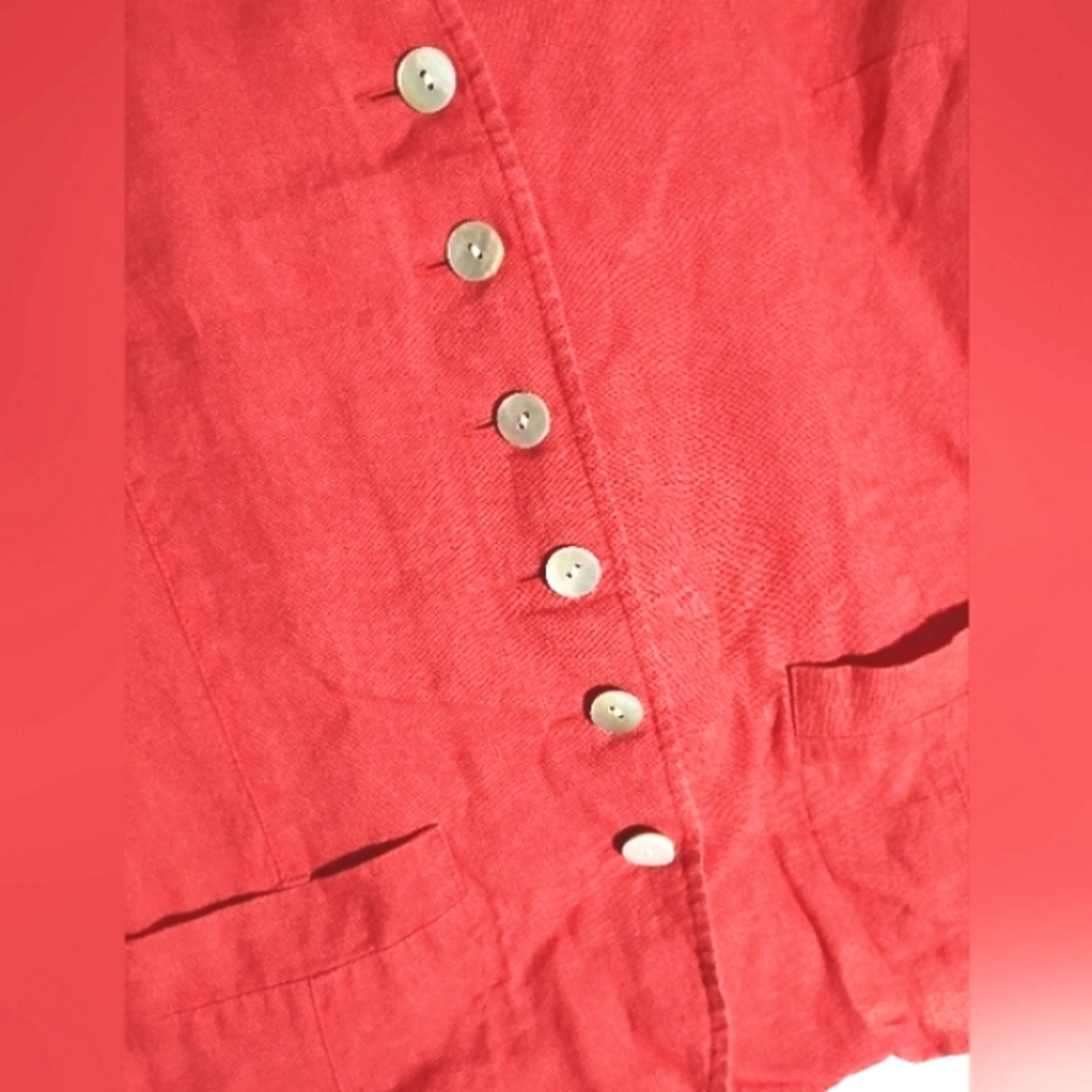 Irish Linen Talbots Shacket Red - Picture 2 of 7